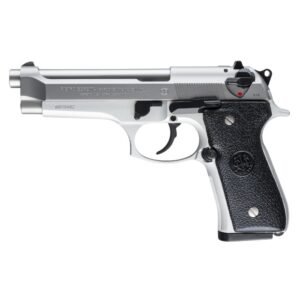 Nowy pistolet Beretta 92 FS Inox w wykończeniu ze stali nierdzewnej.