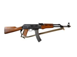 Używany karabin Jager AP80 w stylu AK-47, zasilany amunicją .22 LR.