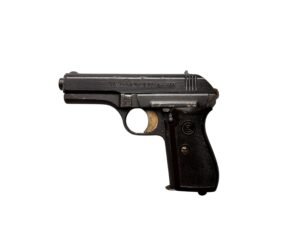 Historyczny pistolet CZ 27 z kodem producenta fnh i biciami wojskowymi WaA76, kaliber 7,65 mm Browning.