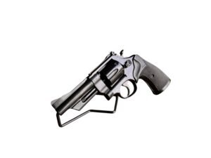 Potężny rewolwer Smith & Wesson 28-2 Highway Patrolman w kalibrze .357 Magnum z plastikowymi okładzinami.