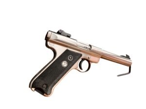 Pistolet samopowtarzalny Ruger MK II Inox w kalibrze .22lr, w całości wykonany ze stali nierdzewnej.