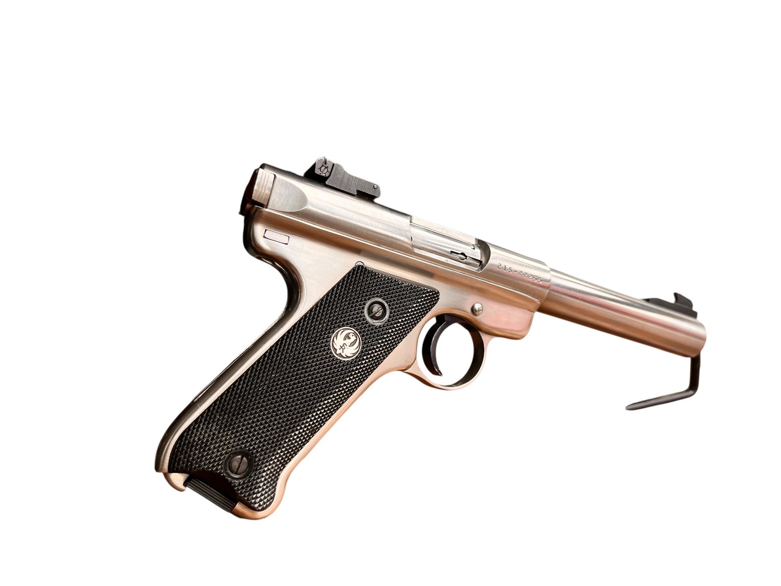 Pistolet samopowtarzalny Ruger MK II Inox w kalibrze .22lr, w całości wykonany ze stali nierdzewnej.