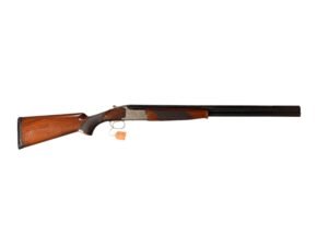 Strzelba gładkolufowa bock Browning 325 Grade I w kalibrze 12/70 z grawerowaną baskilą, nosząca ślady użytkowania.